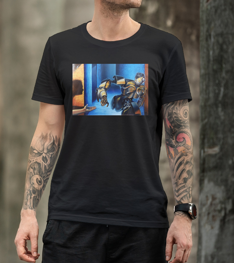 A New Beginning Robotic Encounter In Futuristic Corridor T-Shirt