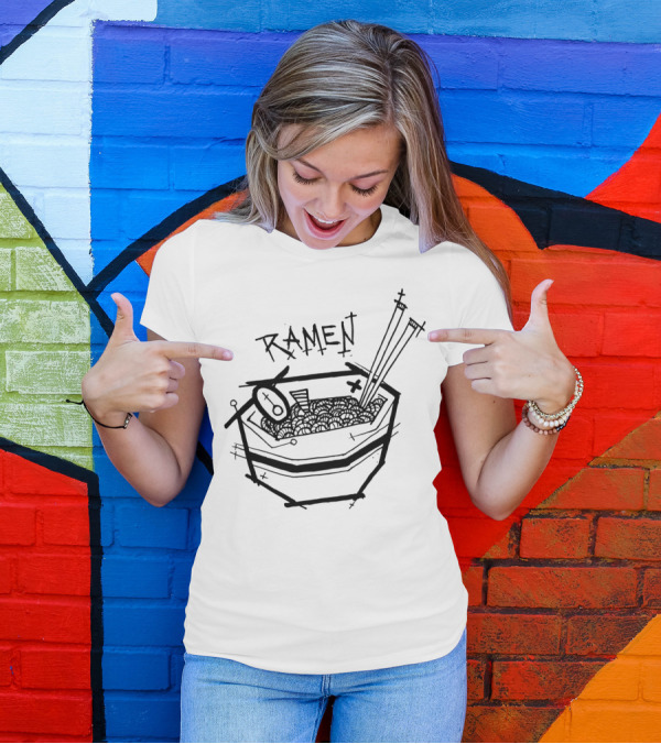 Ramen Monster Noodle Creature Chopsticks And Bowl T-Shirt