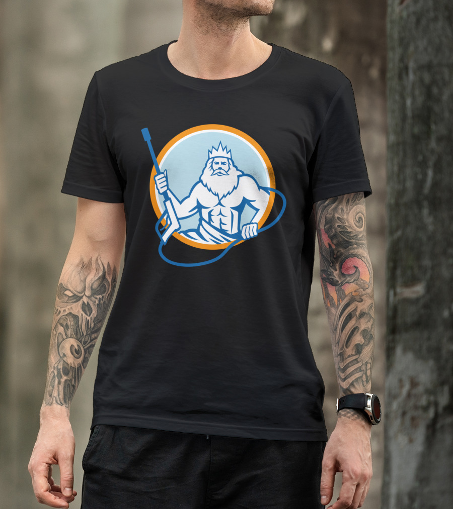 Neptune Water Blaster Circle King Holding Splash Hose T-Shirt