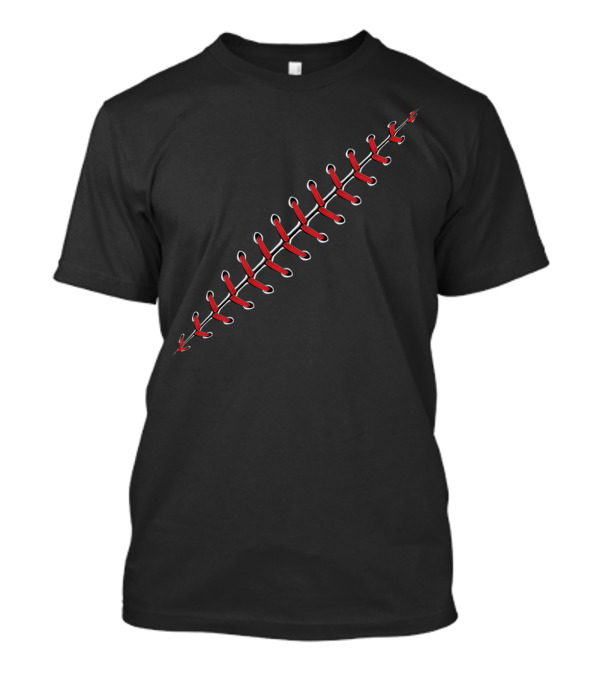 Baseball Lace Red Stitches Curve Diagonal T-Shirt