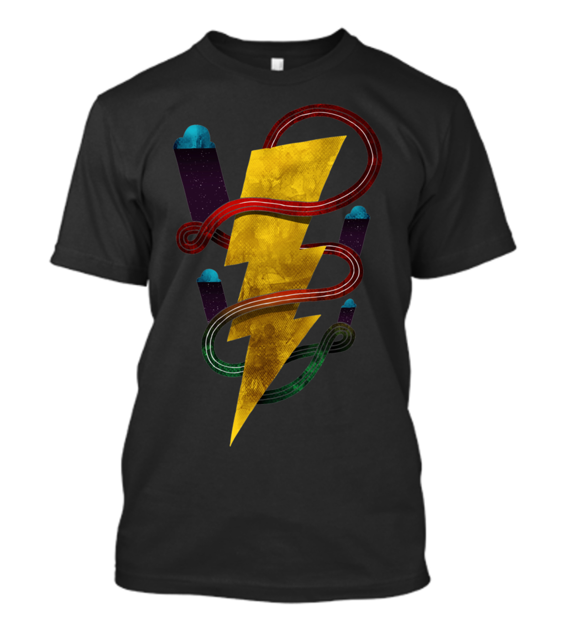 Flux Lightning Bolt Colorful Cosmos Ribbons T-Shirt