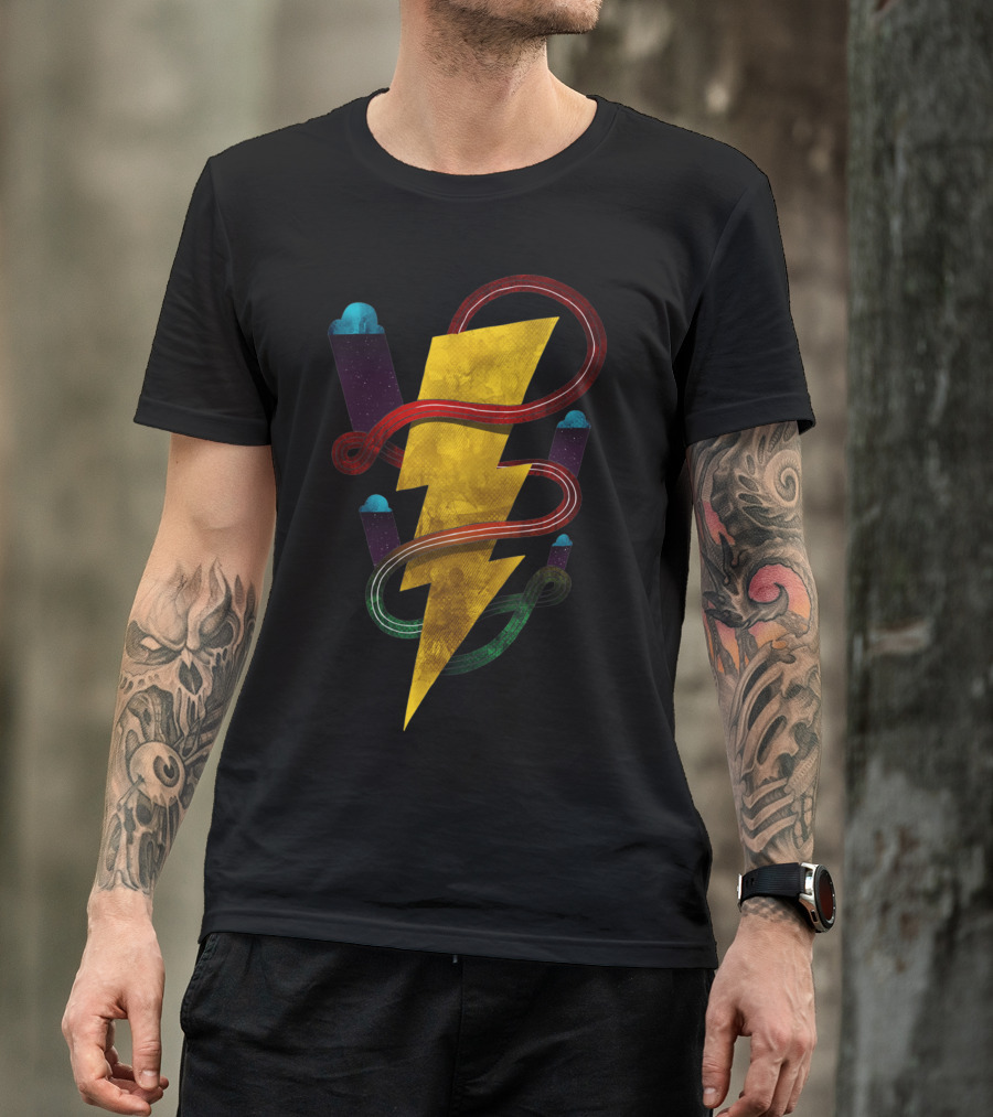 Flux Lightning Bolt Colorful Cosmos Ribbons T-Shirt