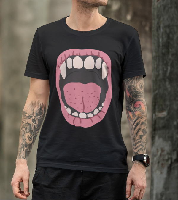 Vampire Mouth Open Fangs Teeth Tongue T-Shirt