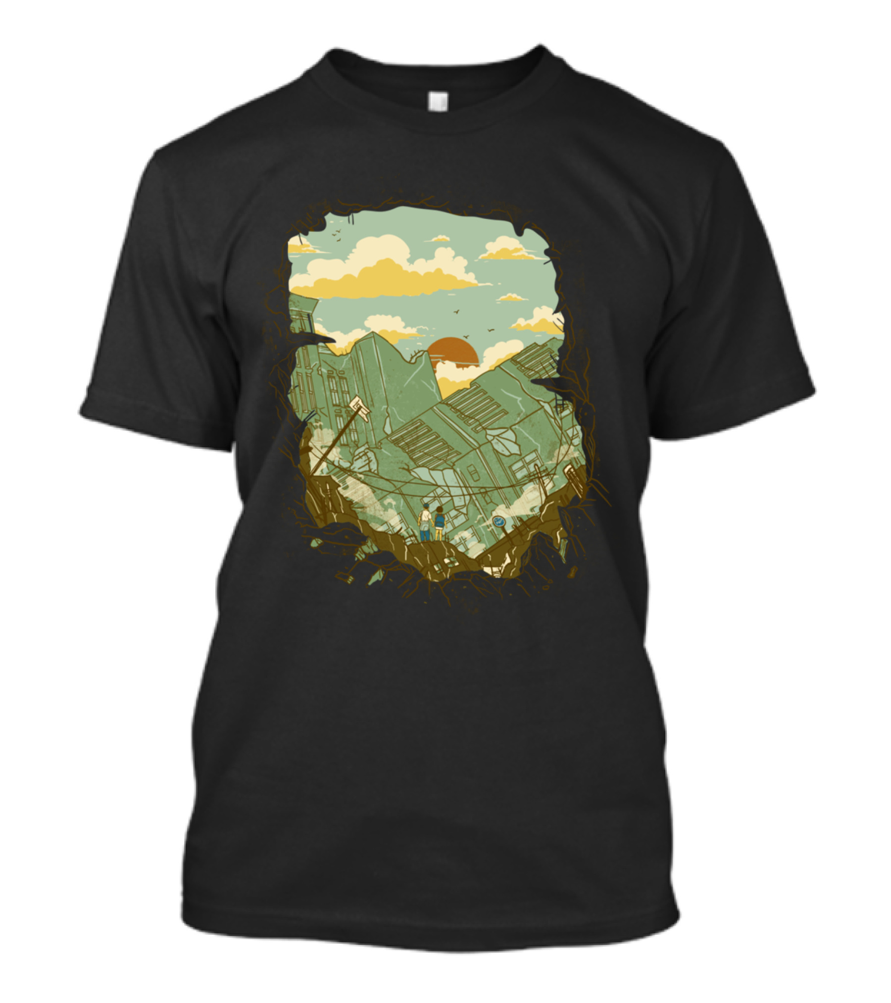 A New Beginning Amidst Urban Ruins And Rising Sun T-Shirt