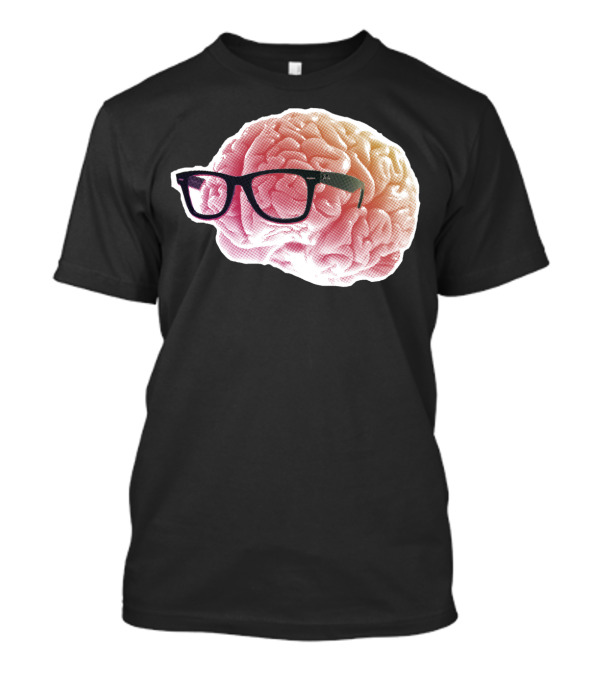 NERDY BRAIN Glasses On Pink Brain T-Shirt