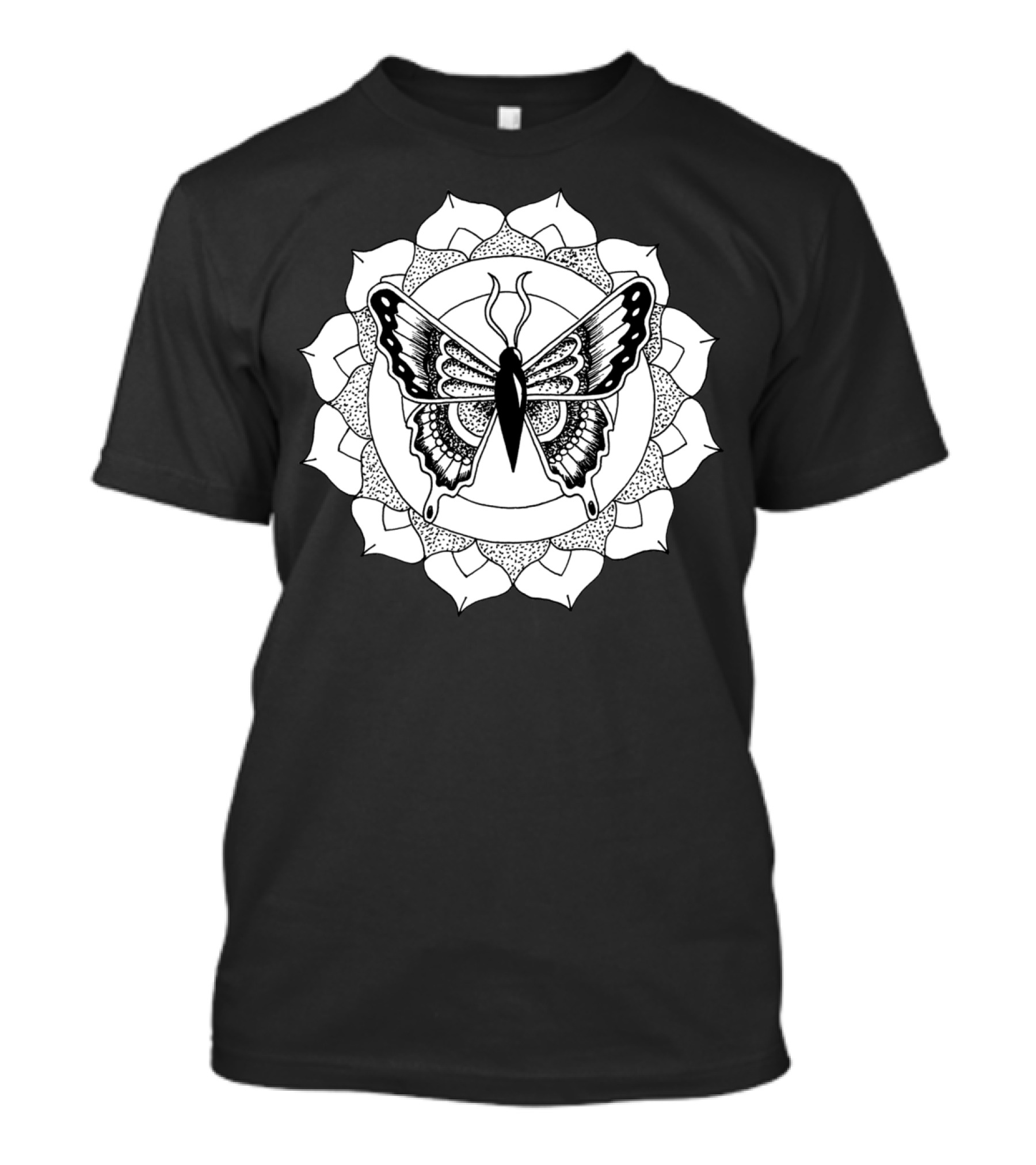 Butterfly Mandala Pattern In T-Shirt