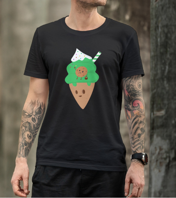 Cookie And Ice Cream Buddies Green Whipped Cone T-Shirt