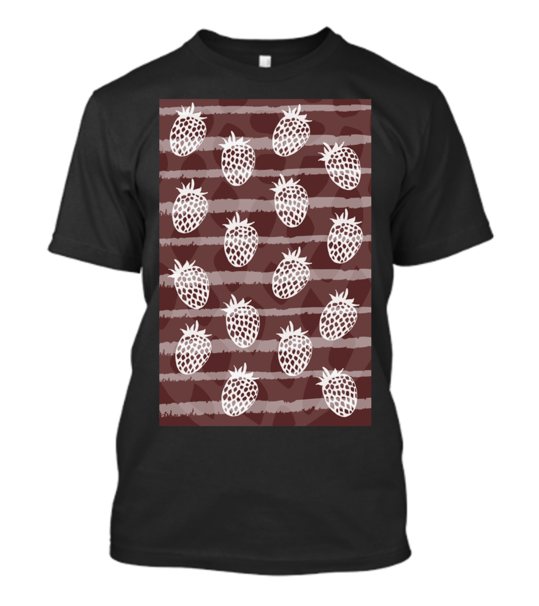 Ananasberry Pineapple Strawberry Fusion Pattern Stripes T-Shirt