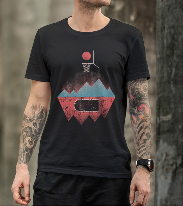A New Hoop Mountain Landscape Basketball Court T-Shirt
