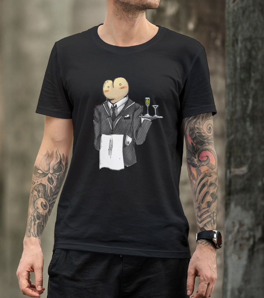 Buttler At Your Service~ Funny Butler In Suit With Champagne And Martini T-Shirt