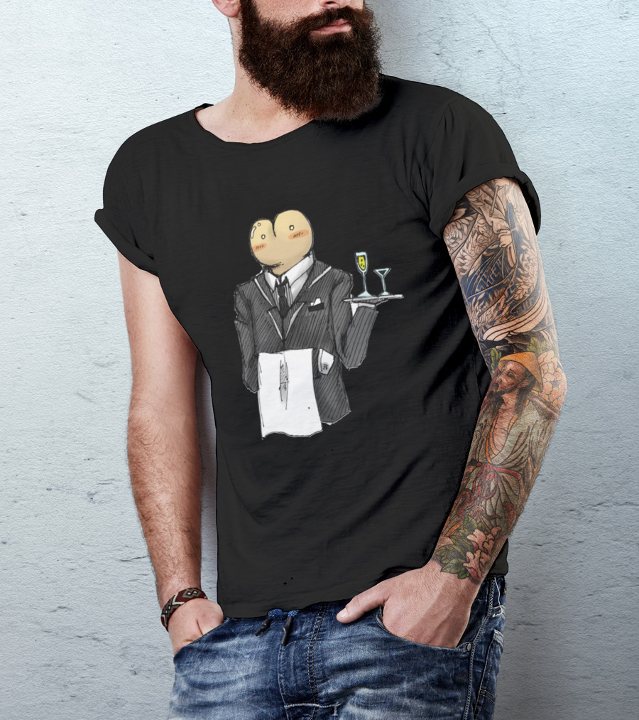 Buttler At Your Service~ Funny Butler In Suit With Champagne And Martini T-Shirt