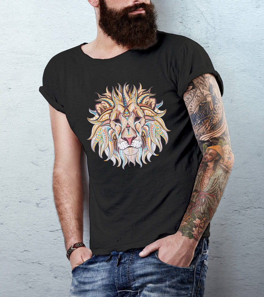 Intricate Ethnic Lion Mandala T-Shirt