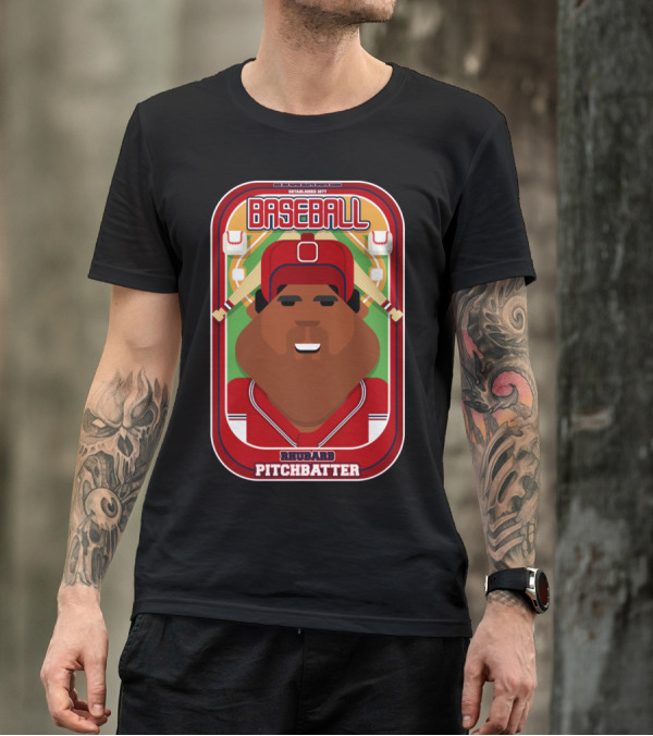 Baseball Established 1977 Red Blue White Rhubarb Pitchbatter T-Shirt