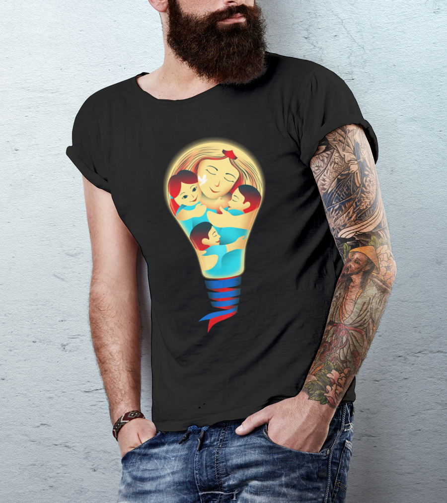 Hope Light Bulb Embracing Family By Alchemist T-Shirt