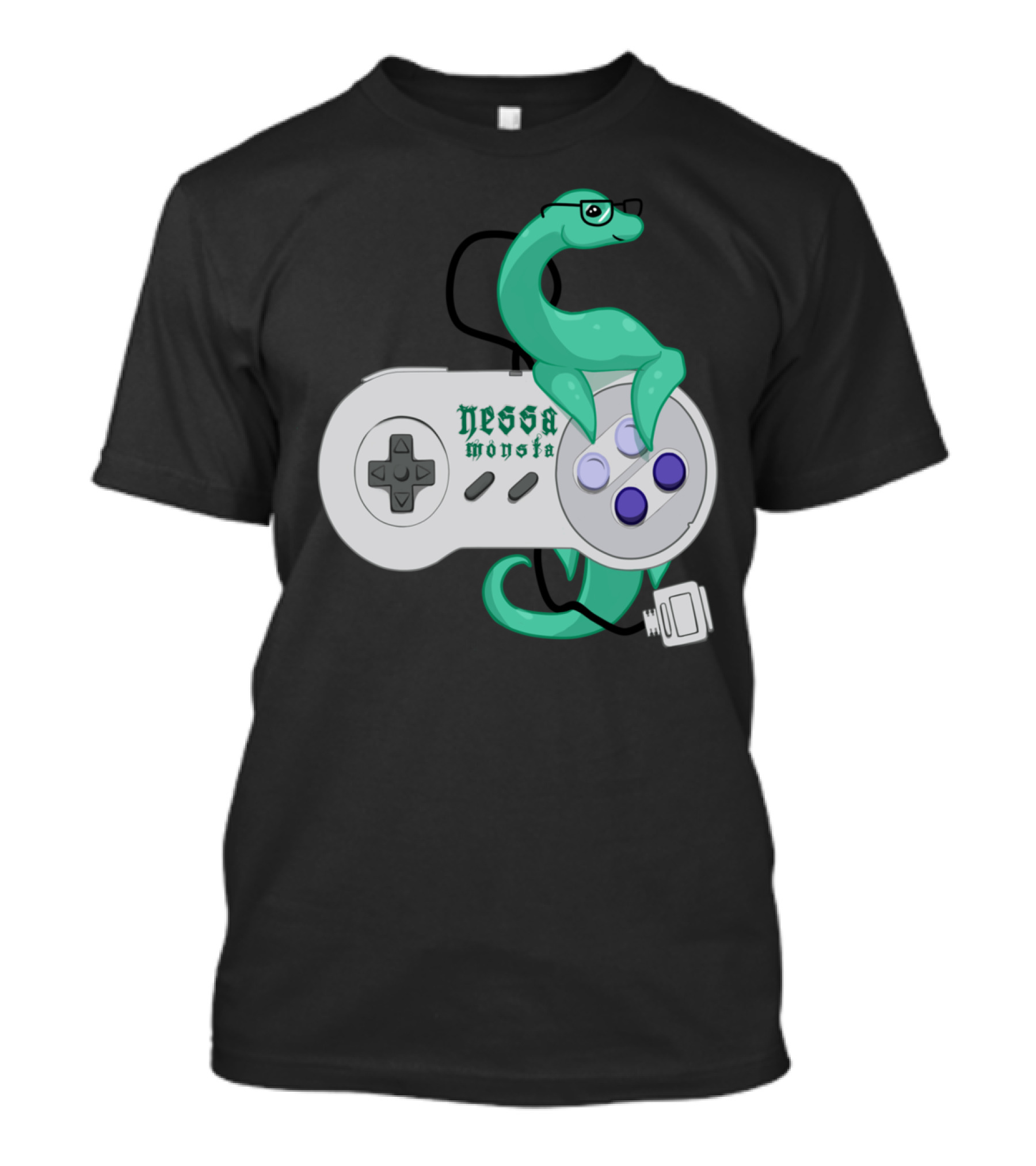 NessaMonsta Nessie Dinosaur Retro Game Controller T-Shirt