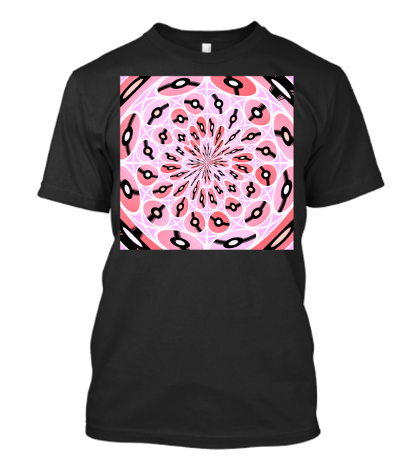 Flying Discs Optical Illusion Mandala With Black And Pink Circular T-Shirt