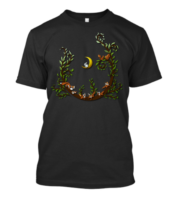 A Night In The Forest With Moon And Foxes T-Shirt