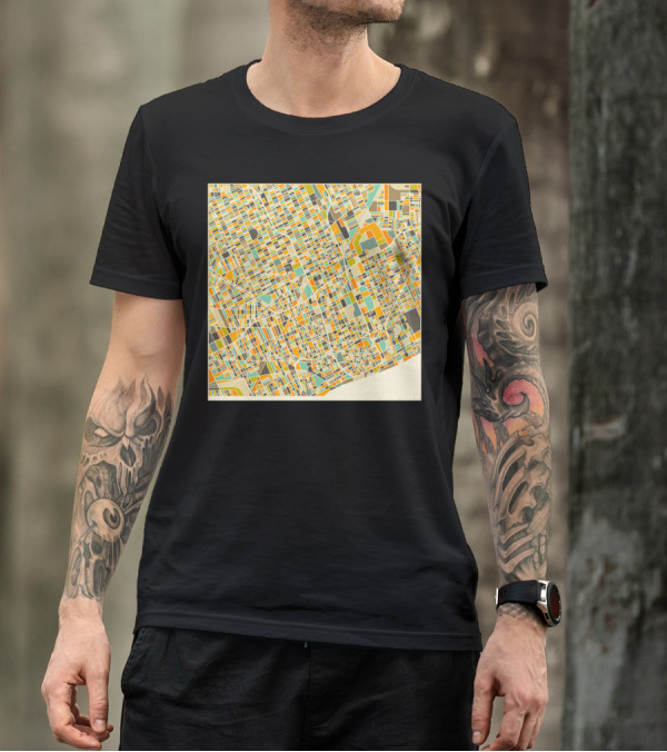 Detroit Urban Map Colorful Grid T-Shirt