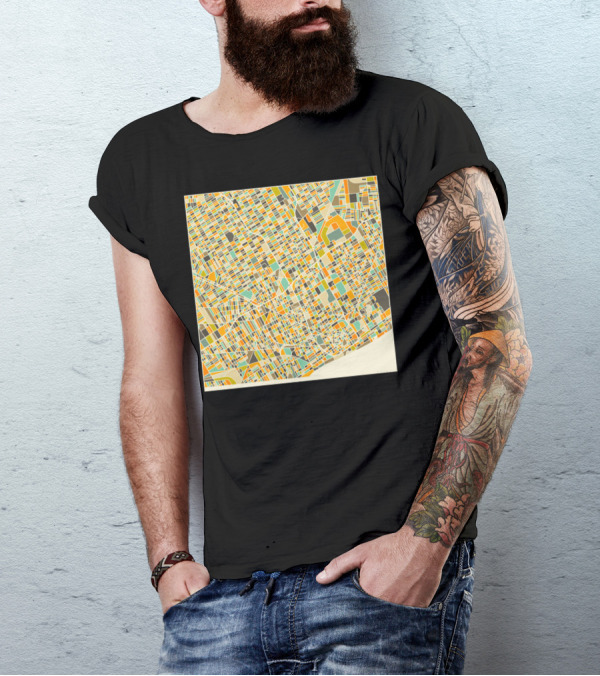Detroit Urban Map Colorful Grid T-Shirt