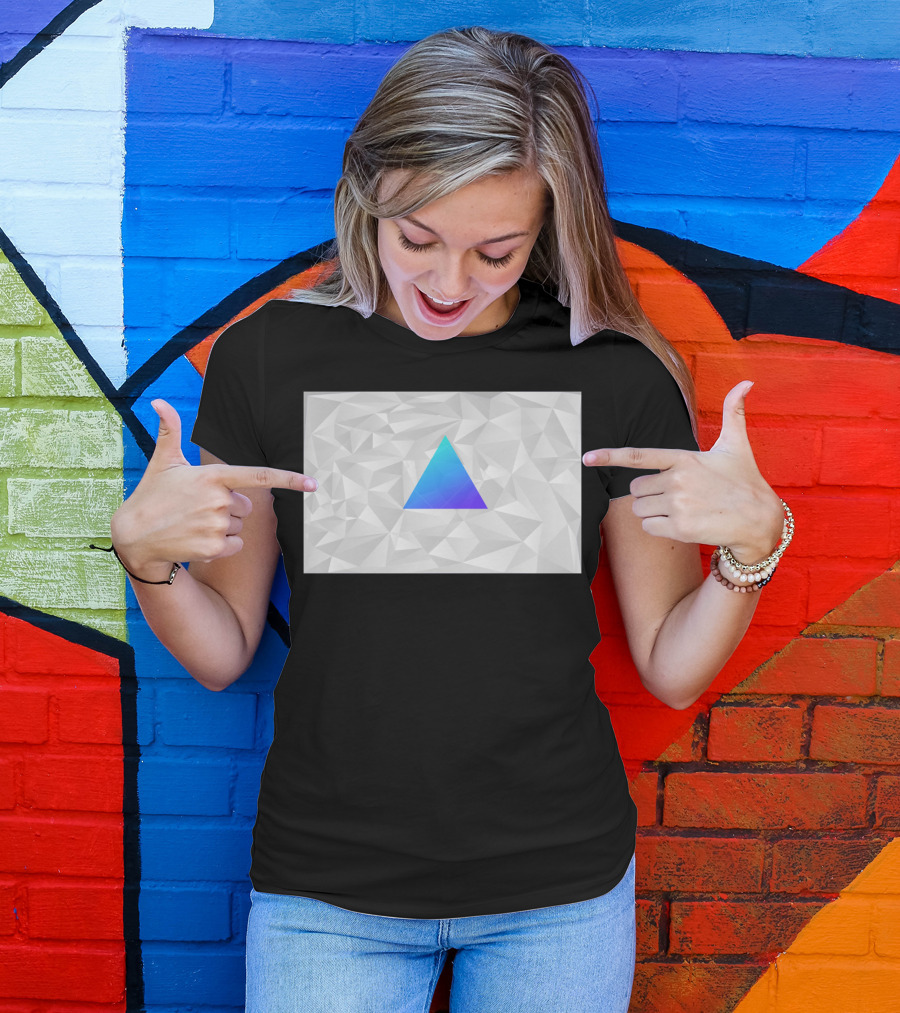 Lucid Trisaic Polygonal Blue Gradient Triangle T-Shirt