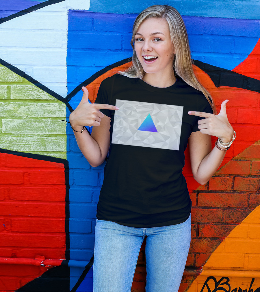 Lucid Trisaic Polygonal Blue Gradient Triangle T-Shirt