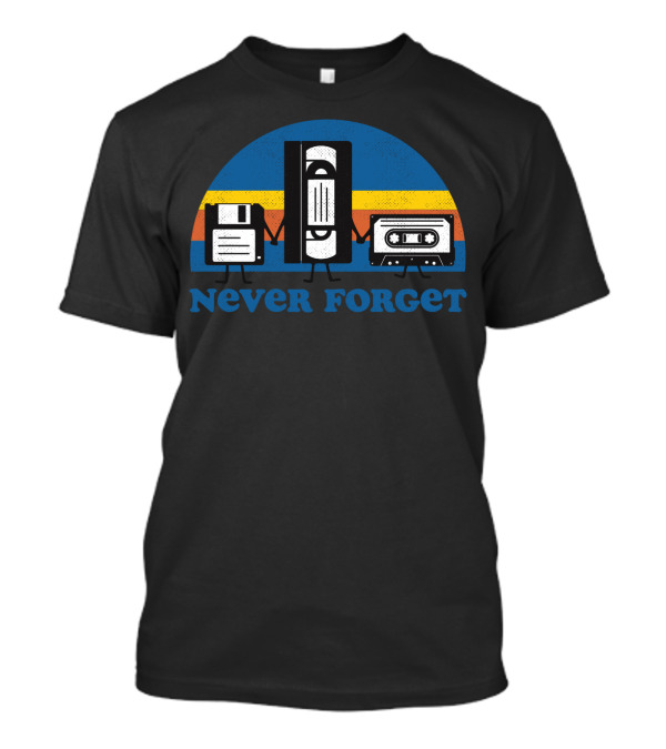 Never Forget Floppy Disk VHS Cassette Retro Icons T-Shirt