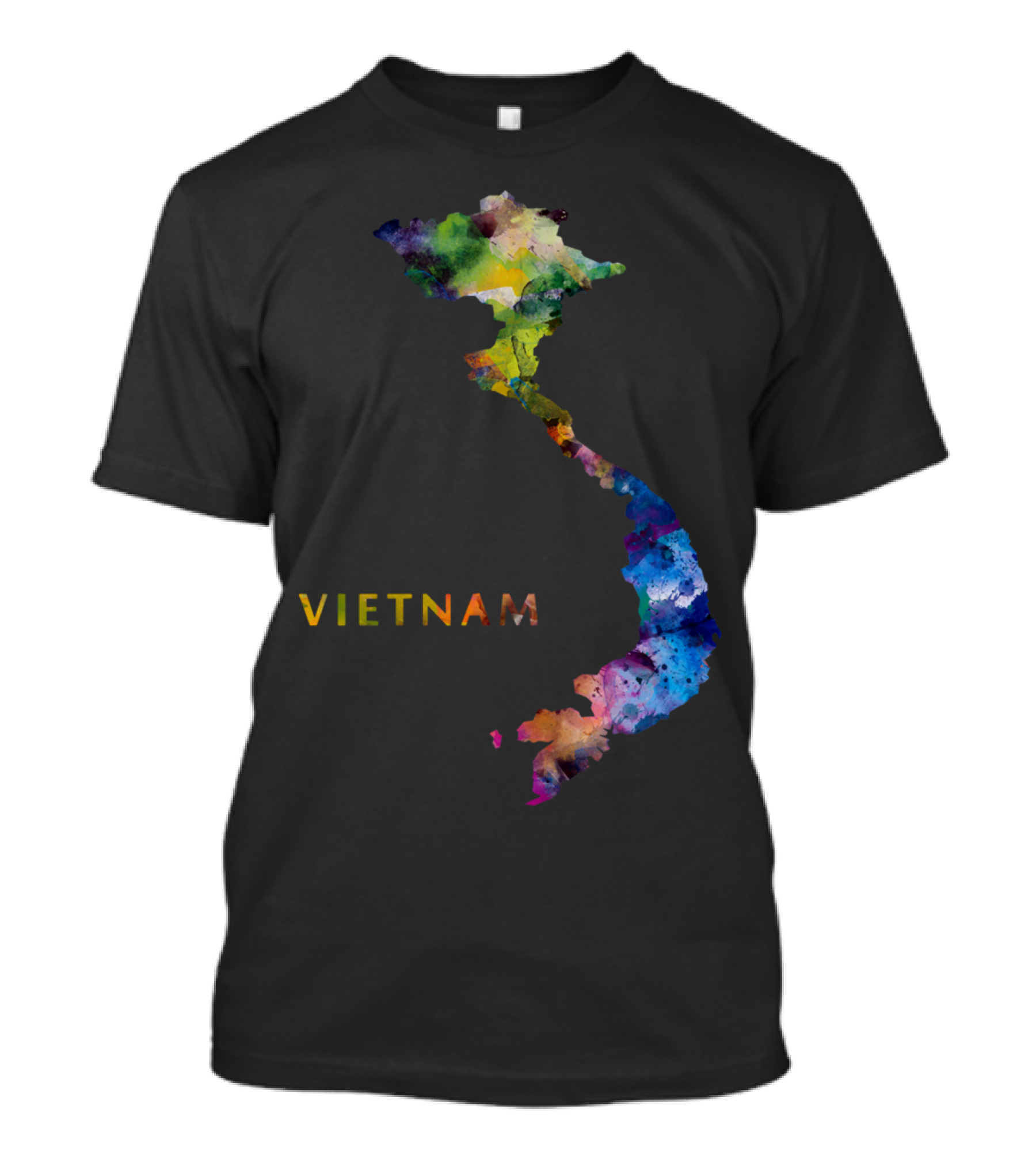Vietnam Watercolor Map Art Colorful Abstract T-Shirt