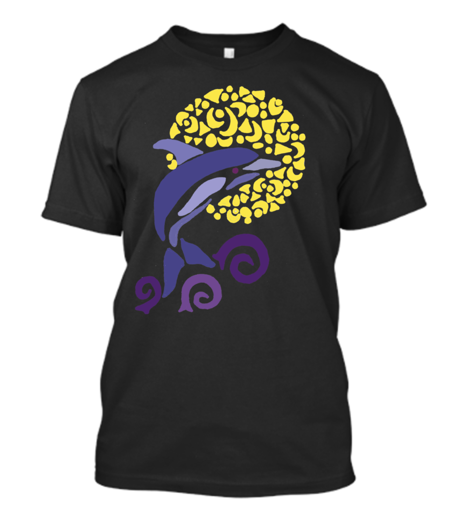 Cool Artistic Leaping Dolphins In The Moonlit Night T-Shirt