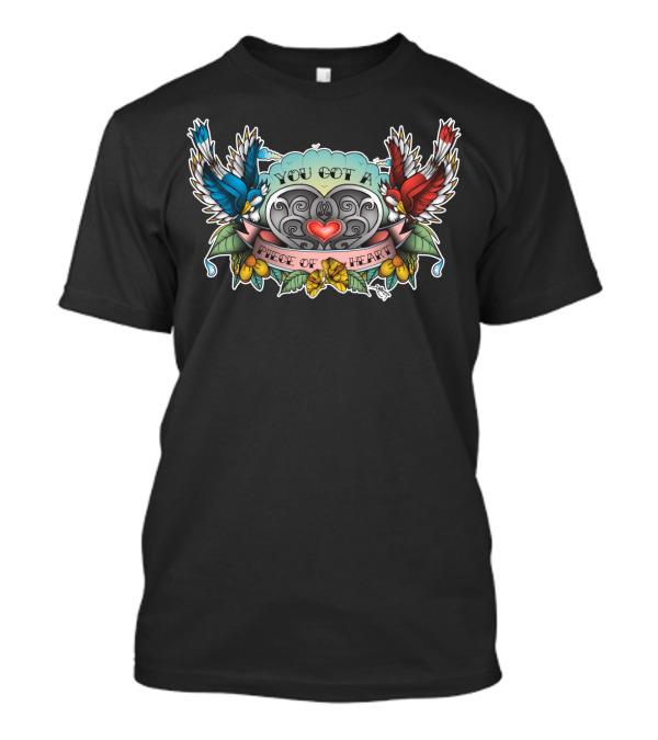 You Got A Piece Of Heart Vintage Tattoo Style Swallows And Flowers T-Shirt