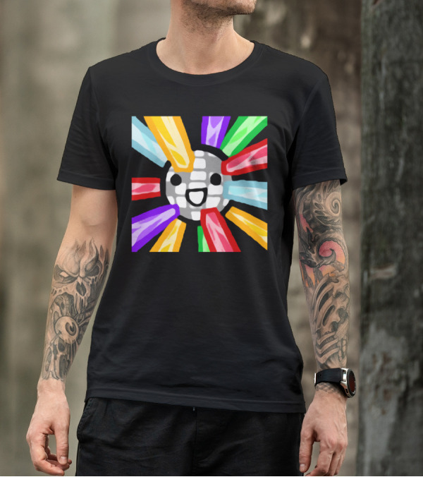Rave Disco Ball Rainbow Smiley Face Burst T-Shirt