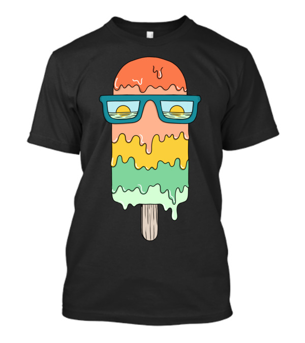 Hot Ice Cream Summer Sunglasses Sunset Popsicle Melting T-Shirt