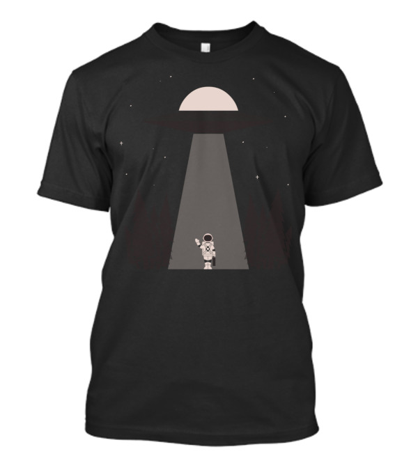 Bye Bye Astronaut Under UFO Beam In Night Forest T-Shirt