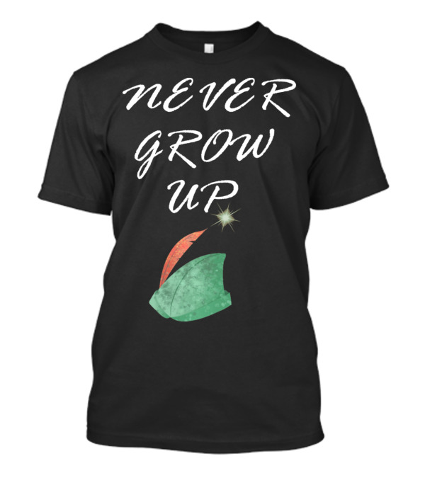 Never Grow Up Green Hat And Feather Star Magic T-Shirt