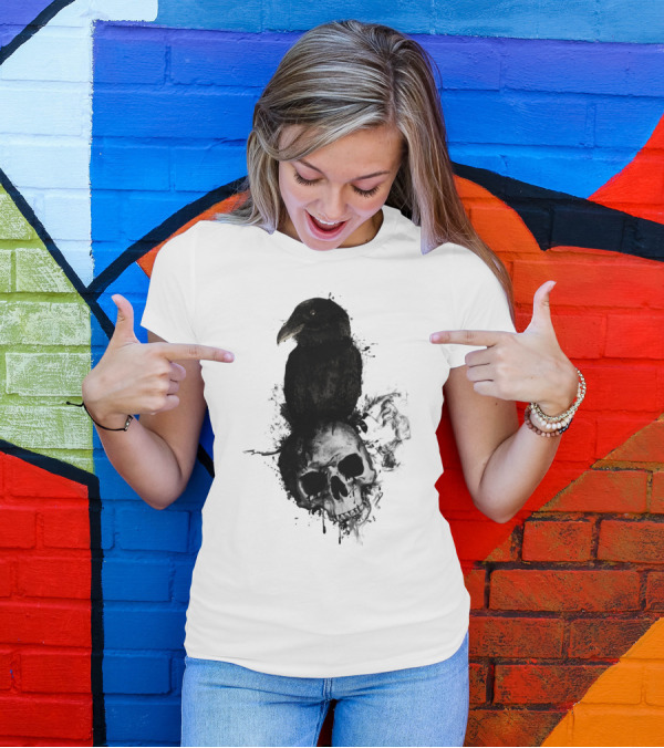 Raven And Skull Dark Gothic Aesthetic T-Shirt