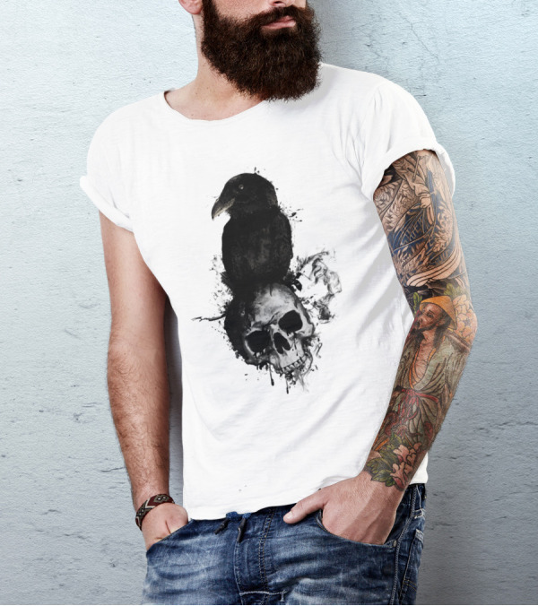 Raven And Skull Dark Gothic Aesthetic T-Shirt