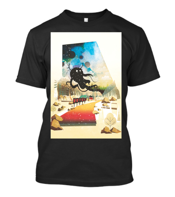 Hotel Cosmic Mountain Adventure With Forest And Alien Sky T-Shirt