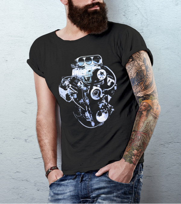 High Performance Blue Big Block Engine T-Shirt
