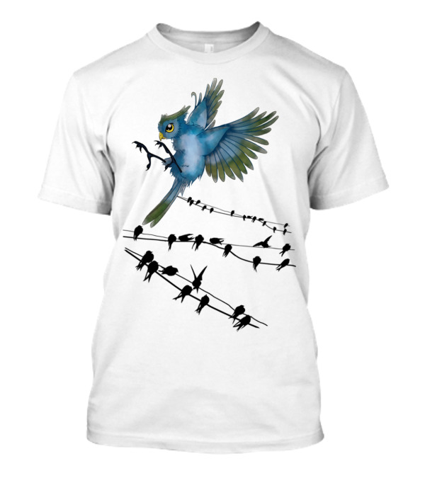 Blue Bird In Flight With Perched T-Shirt