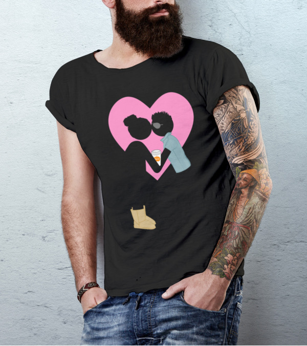 Basic College Girl And Frat Bro Love Coffee Romance Heart T-Shirt
