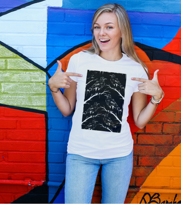 Raven Kingdom Dark Gothic Forest Flock T-Shirt
