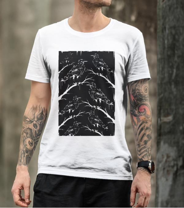 Raven Kingdom Dark Gothic Forest Flock T-Shirt