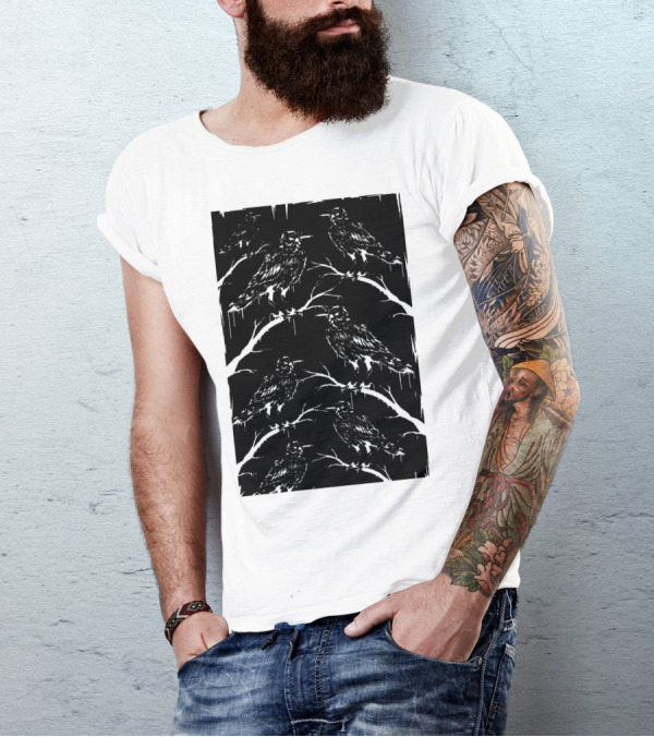 Raven Kingdom Dark Gothic Forest Flock T-Shirt