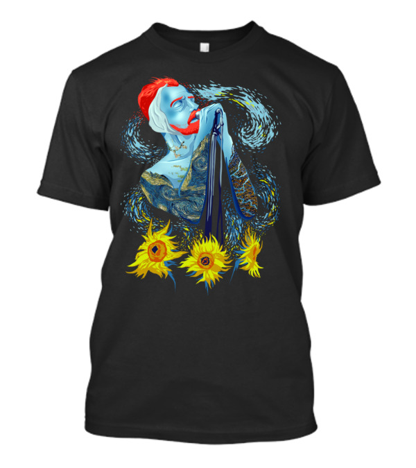 Vincent Van Gogh Starry Night Rocks Sunflowers T-Shirt