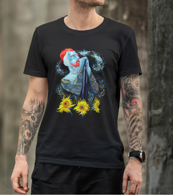 Vincent Van Gogh Starry Night Rocks Sunflowers T-Shirt
