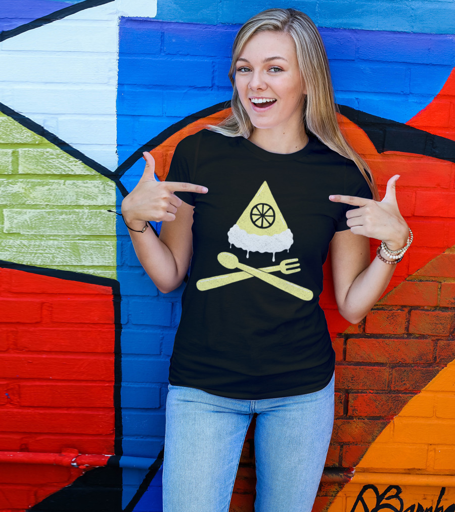 Luscious Lime Pie Slice With Cream And Crossed Utensils T-Shirt