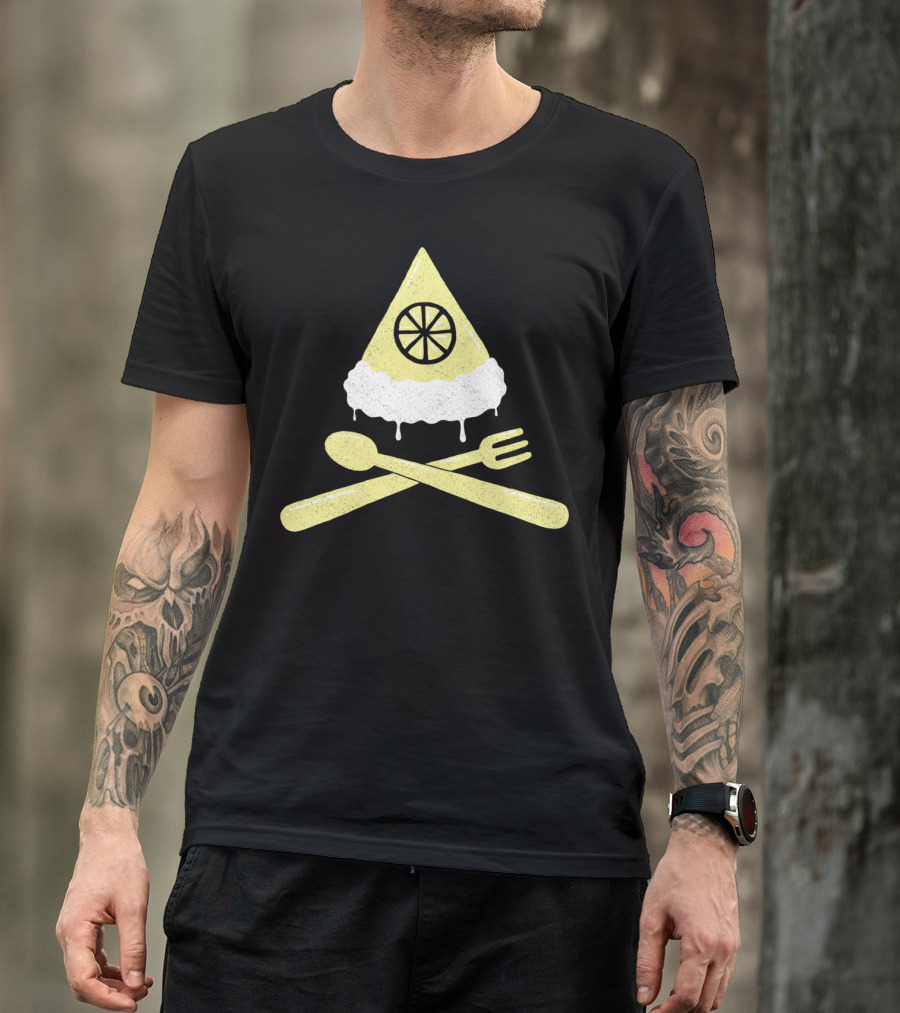 Luscious Lime Pie Slice With Cream And Crossed Utensils T-Shirt