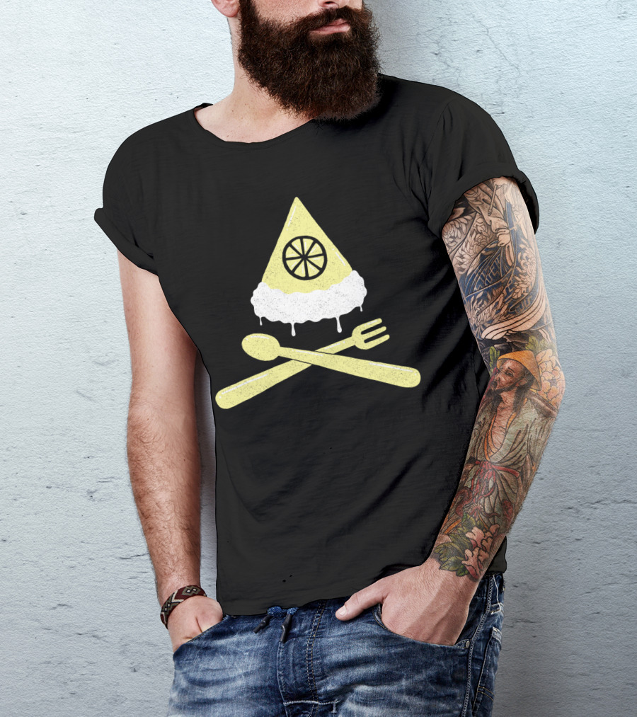 Luscious Lime Pie Slice With Cream And Crossed Utensils T-Shirt