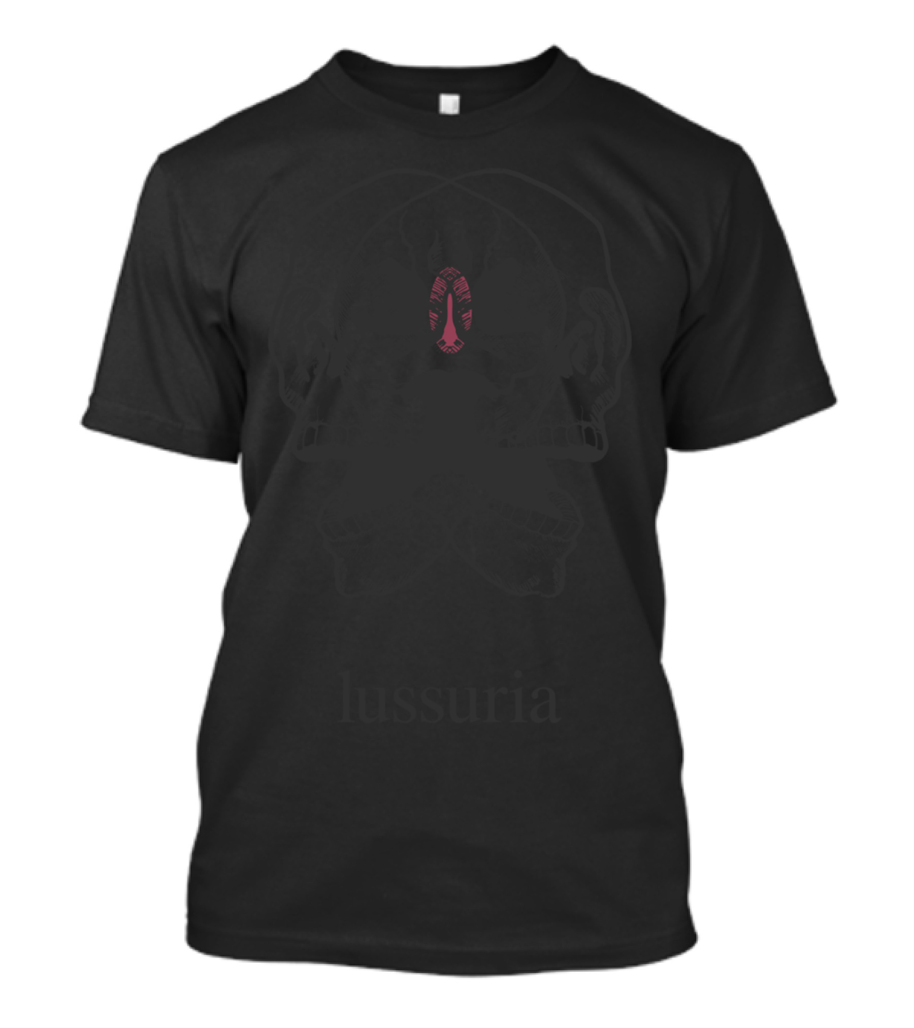 Lussuria Symmetrical Skull Design With Red Highlight T-Shirt