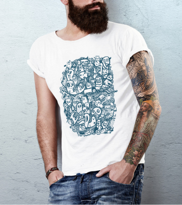 Blue Doodle Monster Mashup Collection T-Shirt