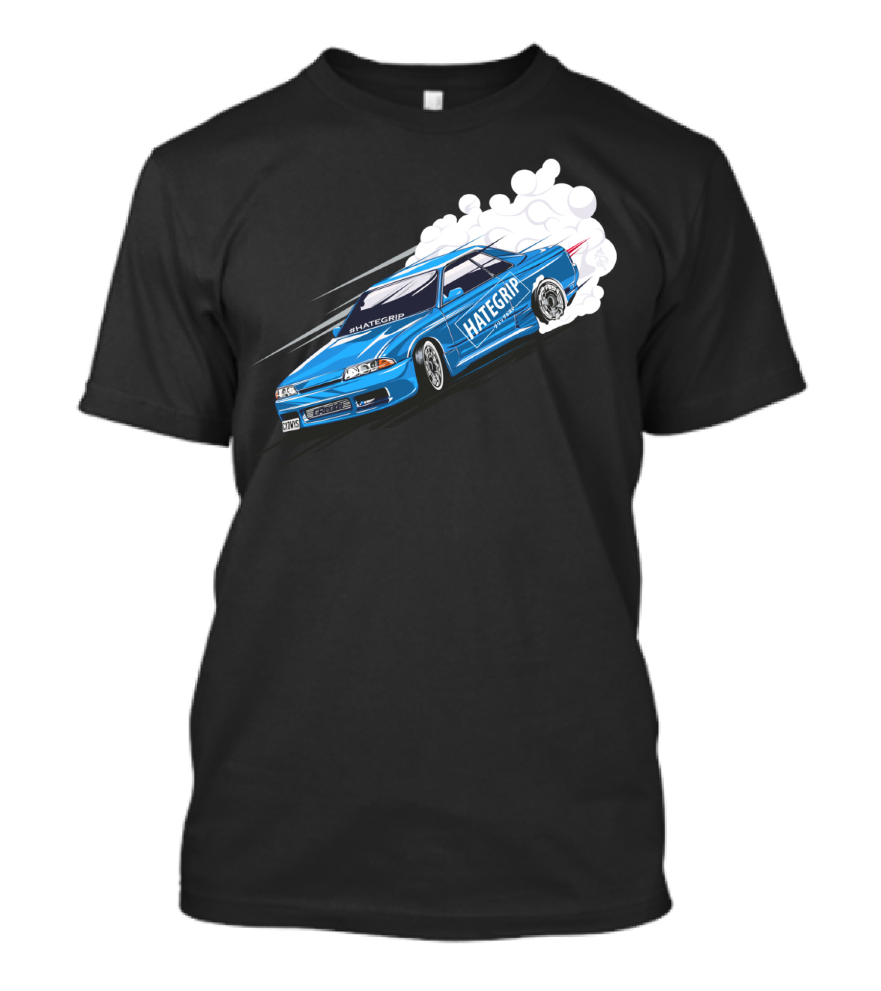 HATEGRIP Blue Drifting Car T-Shirt